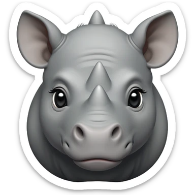 cinematic-noble-baby rhinoceros-portrait-emoji,slate grey hide -poised-and-regal,-with-a-massive,-powerful-build-and-a-thick,-deep-set-soulful-piercing-eyes,-simplified-yet-sharp-and-sophisticated-features,-highly-detailed, large black eyes sticker