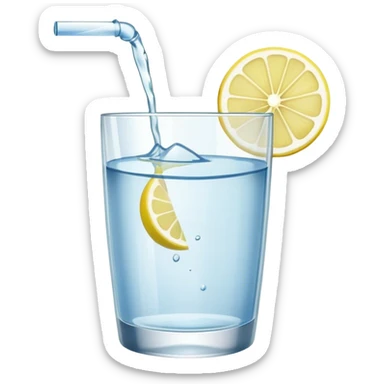 Cinematic realistic glass of water with a slice of lemon floating in it sticker