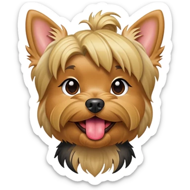 Blonde yorkie with tongue hanging out  sticker