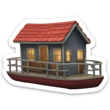 create an apple emoji "houseboat" sticker