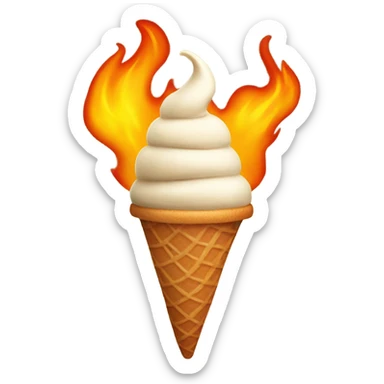 Ice cream cone on fire  sticker