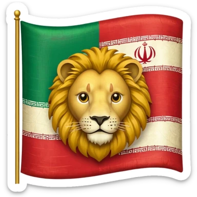 a flag emoji of the old iranian flag that has a lion in the middle sticker