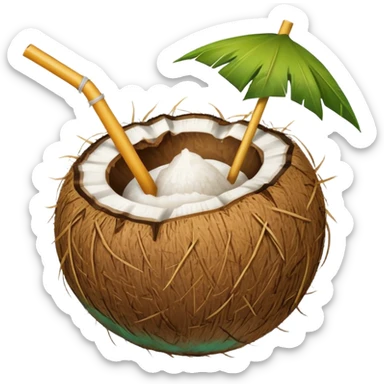 Coconut with straw sticker