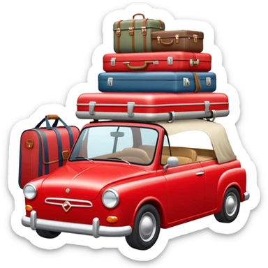 Road trip car packed with luggage and camping gear sticker