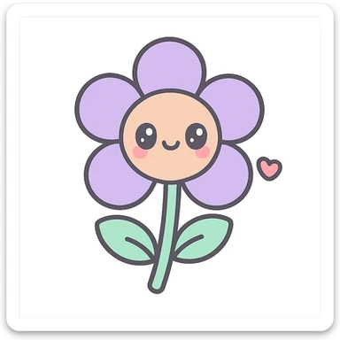 transparent flower, cute and cheerful kawaii style sticker