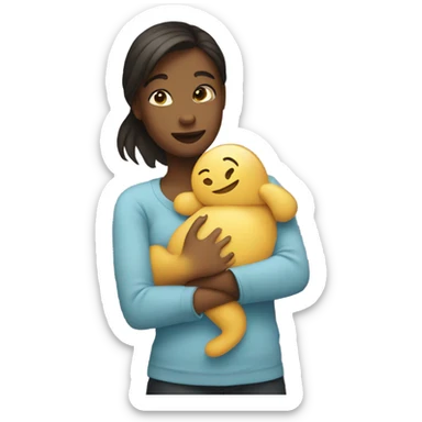 Girl in ￼hugging her tummy sticker