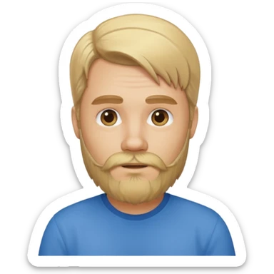 blonde long hair bearded man with shirt sticker