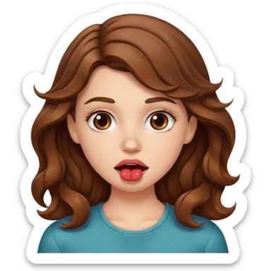 a white girl with wavy brown hair biting her lip (🫦) sticker