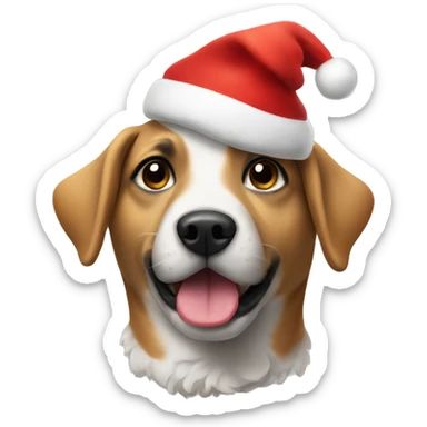 dog wearing a Christmas hat looking festive sticker