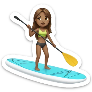 Girl with brown hair paddle boarding sticker