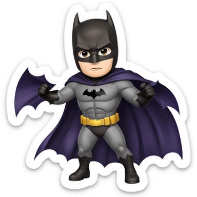 Batman superhero with cape and cowl, dark knight detective pose sticker
