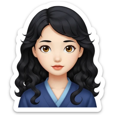 Beautiful girl,Black hair,wavy hair，long hair,Black eyes,Chinese sticker