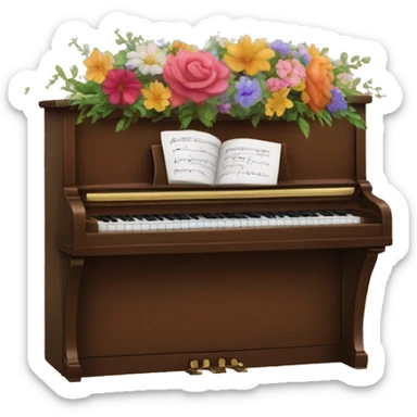 The back of a brown piano ￼ with flowers painted on it  sticker