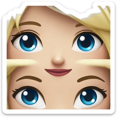 Chica rubia, ojos azules, labios rosados y pelo liso sticker