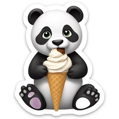 Panda eating ice cream sticker