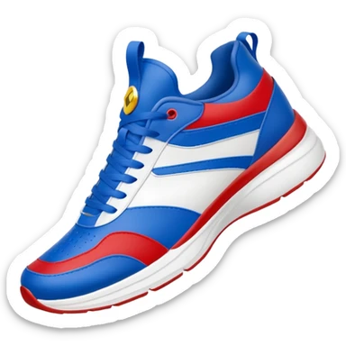  blue upper inspired by Sonic’s fur, with red accents that reference his classic shoes. White details (like stripes, midsoles, or logos) add contrast and keep the design clean. The silhouette is sporty and lightweight, suggesting speed, often with streamlined panels and a low-to-mid cut. sticker