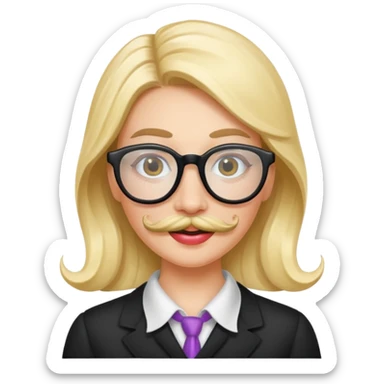 woman with joke glasses mustache sticker