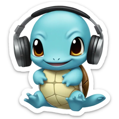 Squirtle listening to music sticker