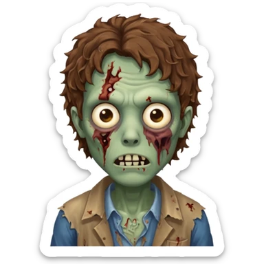 Zombie with lil bit curly medium brown hair  sticker