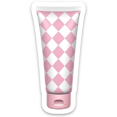 Light pink and white argyle printed lotion tube with pink cap sticker