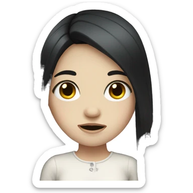 Pale girl with long black hair with tears sticker