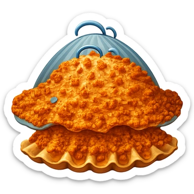 Add more crust details to the crusty clam in the style of apple emojis, keep the emoji style, no background. sticker