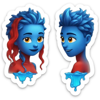 Hot blue fire boy and hot red water girl sticker