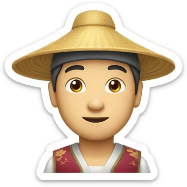 Chinese man with traditional Chinese hat sticker