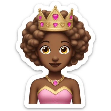 brown princess with pink crown and makeup sticker