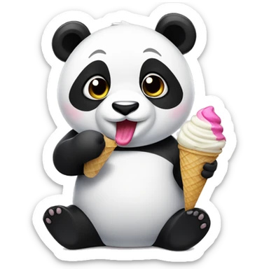 Panda eating ice cream sticker