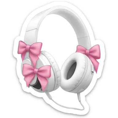 A pair of aesthetic headphones white with pink bows sticker