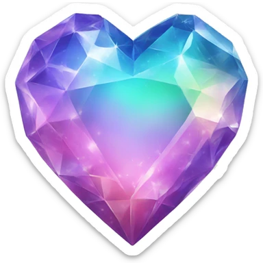 rainbow crystal heart sticker
