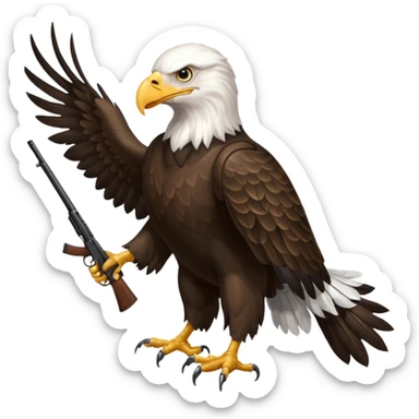 Bald eagle holding rifle  sticker