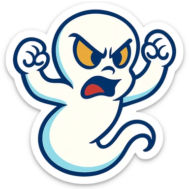 angry Casper ghost in vibrant toon style sticker
