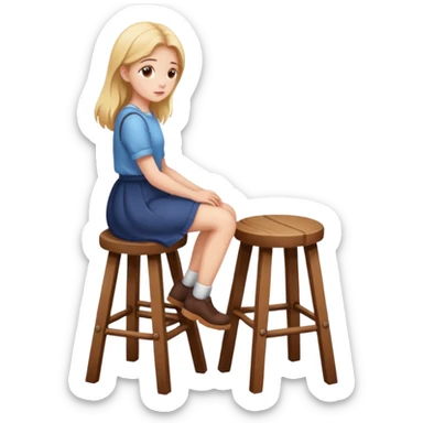 The girl is sitting on a stool facing full backwards. sticker