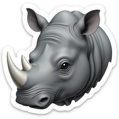cinematic-noble--rhinoceros-portrait-emoji,slate-grey-hide--poised-and-regal,-with-a-massive,-powerful-build-and-a-thick, -deep-set-soulful-piercing-eyes,-simplified-yet-sharp-and-sophisticated-features,-highly-detailed,-large-black-eyes, zoomed out showing shoulders, large white horn  sticker