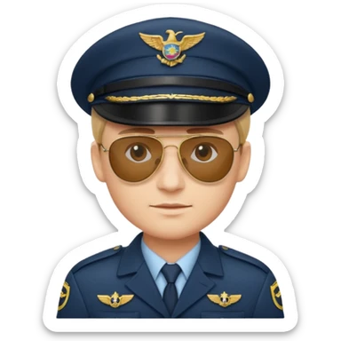 Officer with peaked cap + aviator sunglasses, half body sticker