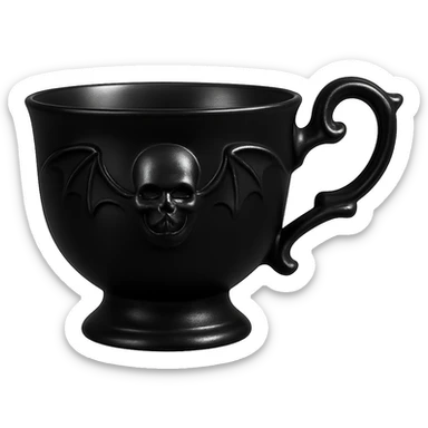 goth black teacup, no background sticker