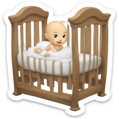 White Baby in crib sticker