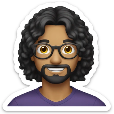 long black hair guy with circle eyewear sticker