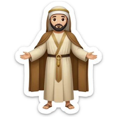 fullbody Jerusalem innkeeper in 1st-century Middle Eastern attire, robe, no head covering, no religious symbols sticker