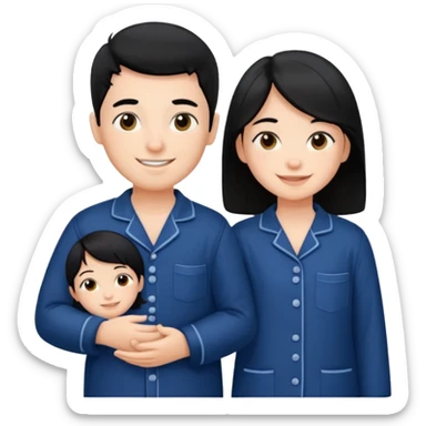 black haired boy and a girl in navy blue pajamas sticker