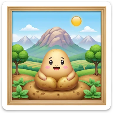 kawaii sanrio meditating potato landscape sticker