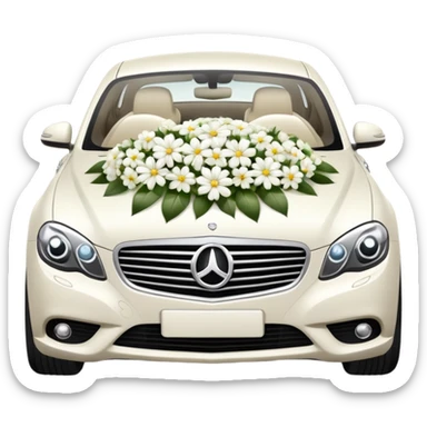 luxury car with wedding decorations, horizontal sticker