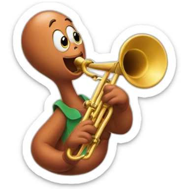 earthworm playing the trumpet sticker
