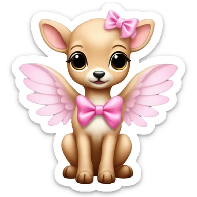 Baby fawn with pink bow and angel wings sticker