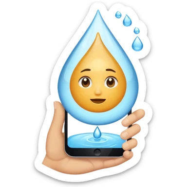 una gota de agua que tenga en la mano un telefono sticker
