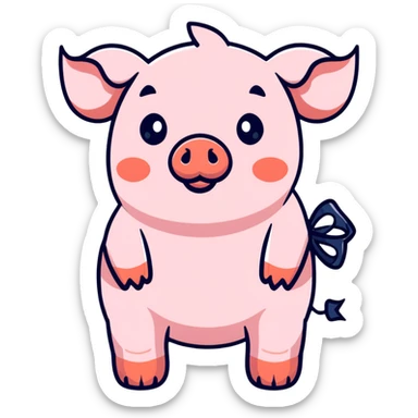 pig with a bow sticker
