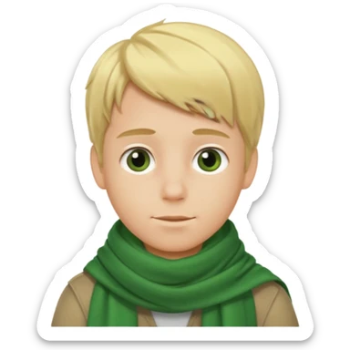 blonde hair boy, green scarf sticker