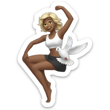 woman flexing with a dove sticker